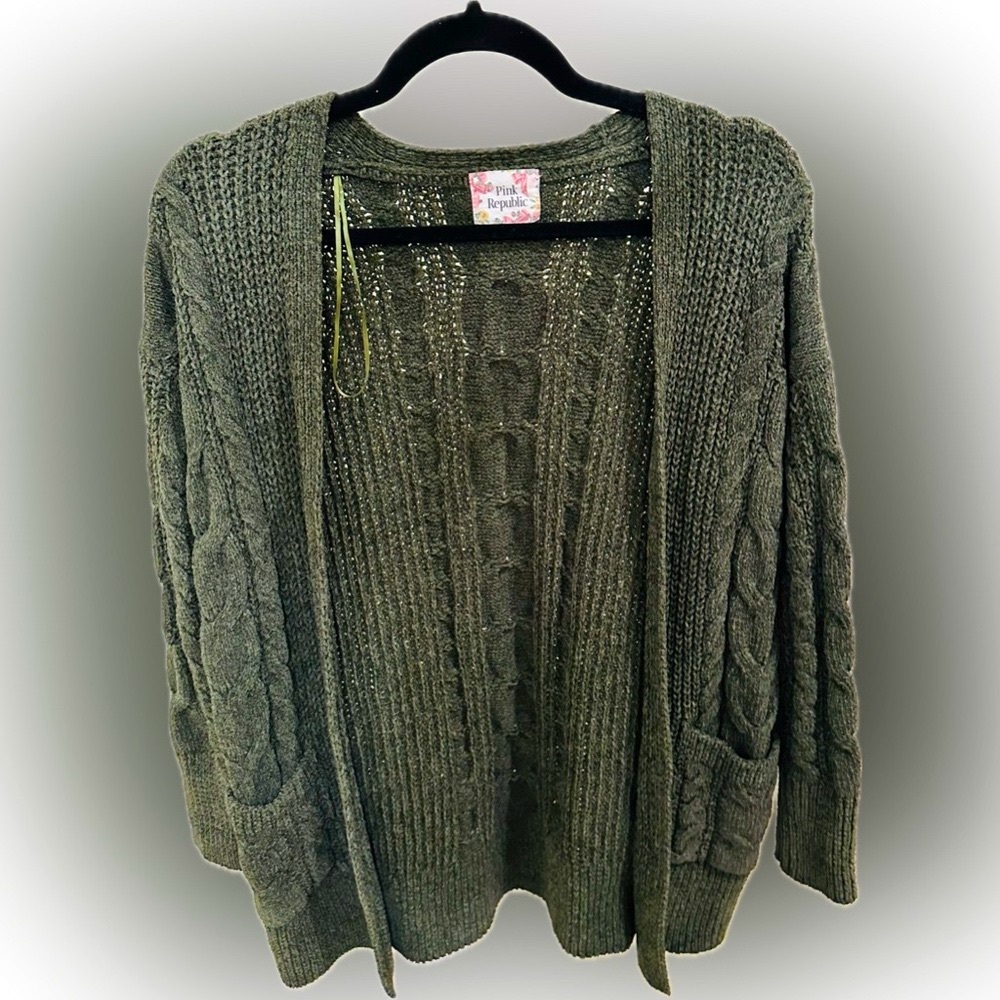 Pink Republic Green Knit Cardigan